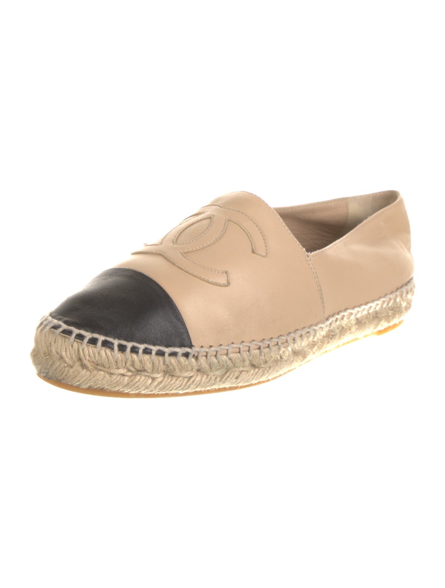 Chanel Interlocking CC Logo Leather Espadrilles